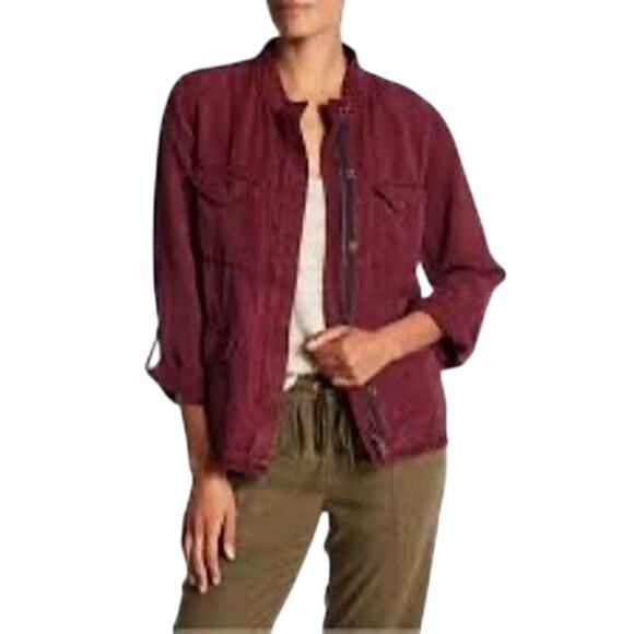 Sanctuary Jackets & Blazers - Sanctuary Utility Jacket Burgundy Zip Front Pockets Lightweight Women’s M